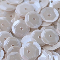 8mm Slightly Cupped Opaque White Glossy 50 Grams