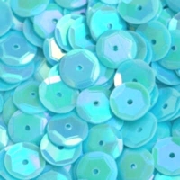 8mm Slightly Cupped Opaque Iridescent Light Turquoise 50 Grams