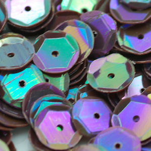 8mm Slightly Cupped Opaque Iridescent Dk Brown 50 Grams