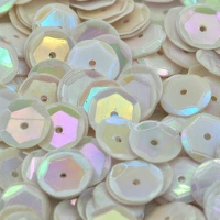 8mm Slightly Cupped Opaque Iridescent White 100 Grams