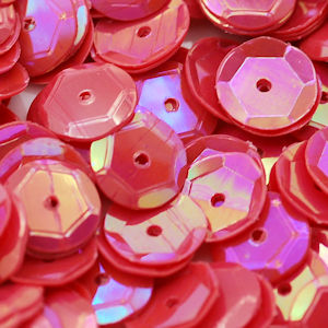 8mm Slightly Cupped Opaque Iridescent Red 100 Grams