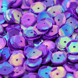 8mm Slightly Cupped Opaque Iridescent Dk Purple 100 Grams