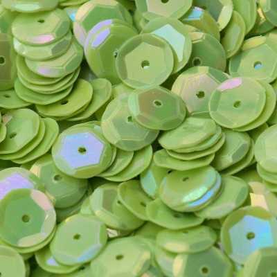 8mm Slightly Cupped Opaque Iridescent Lt Chartreuse