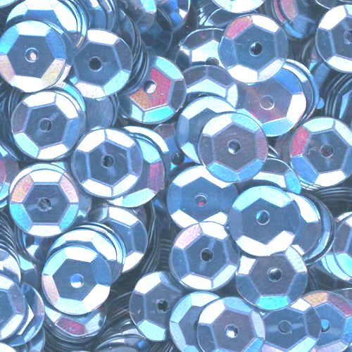 10mm Slightly Cupped Metallic Cool Water Blue