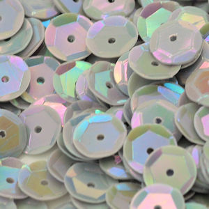 8mm Slightly Cupped Opaque Iridescent Lt Gray