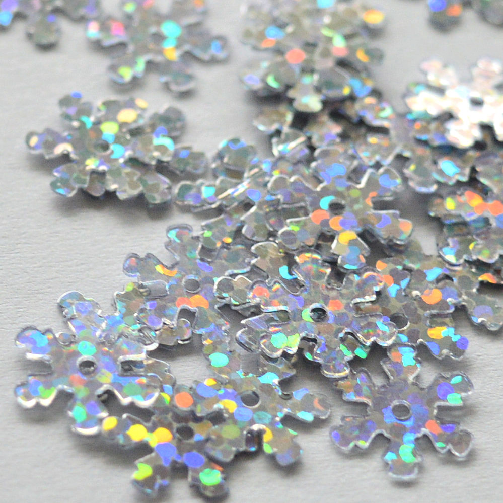 10mm Snowflake Hologram Silver