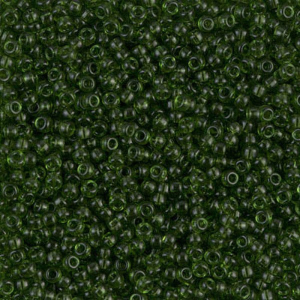 Close-up of dark green seed beads