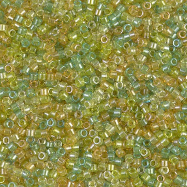 Close-up of small green and yellow beads