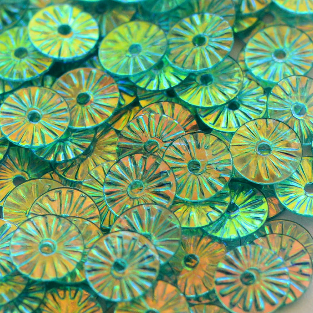 6mm Flat Embossed Crystal Iris Tidal Teal