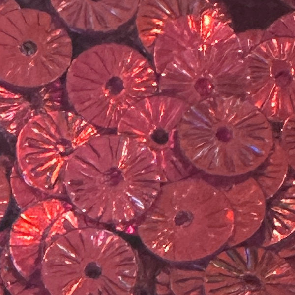 6mm Flat Embossed Crystal Iris Cranberry 50 Grams