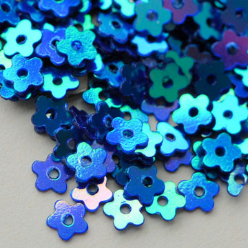 4mm Flat Flower Crystal Metallic Royal Blue
