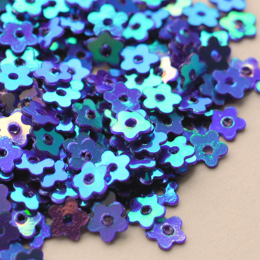 4mm Flat Flower Crystal Metallic Grape Beyond 50 Grams