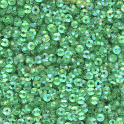 3mm Fully Cupped Iridescent Lt. Leaf Green