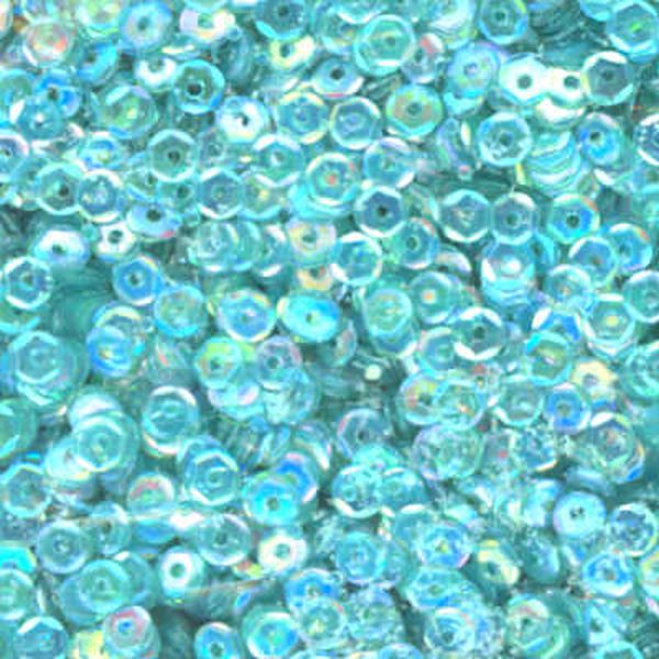 4mm Slightly Cupped Iridescent Lt Ocean Blue Green