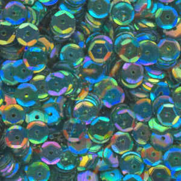 6mm Slightly Cupped Iridescent Emerald Green