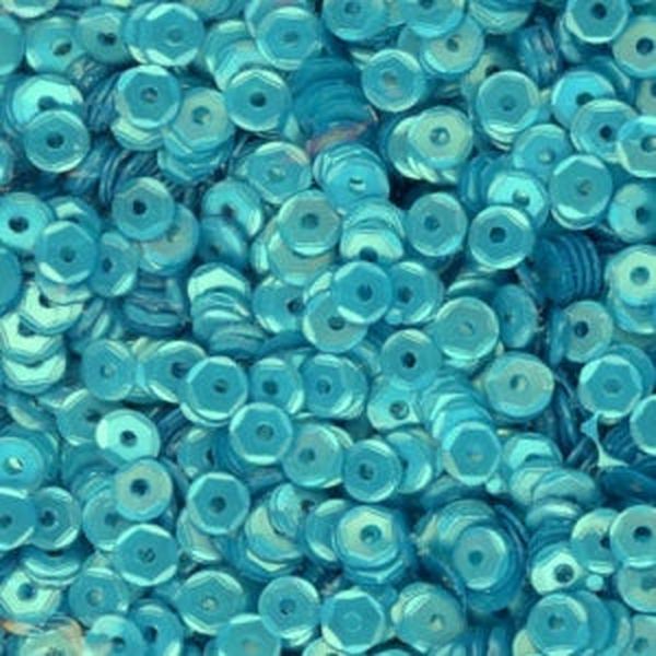 4mm Slightly Cupped Satin Turquoise 100 Grams