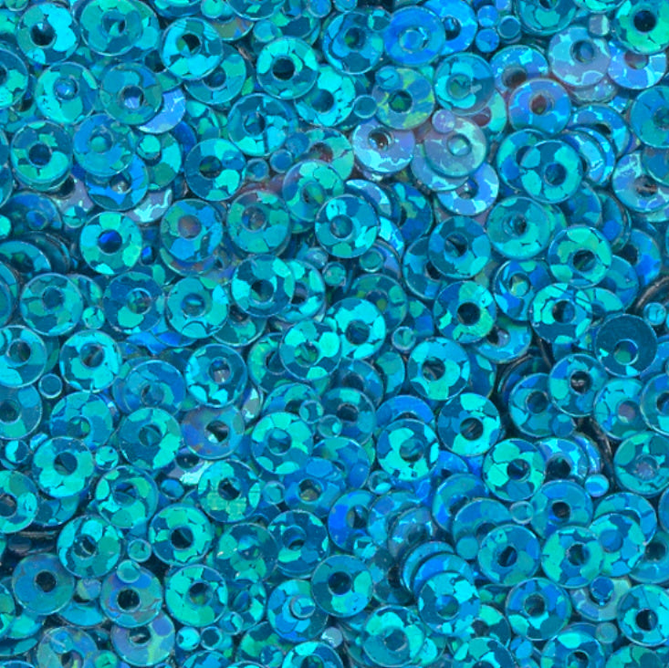 3mm Flat Hologram Turquoise 100 grams