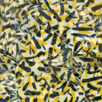 10mm opaque animal print paillette black/pumpkin & white
