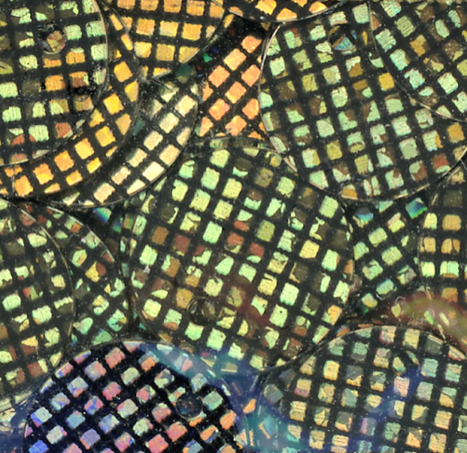 10mm Waffle paillette Black on Gold Hologram