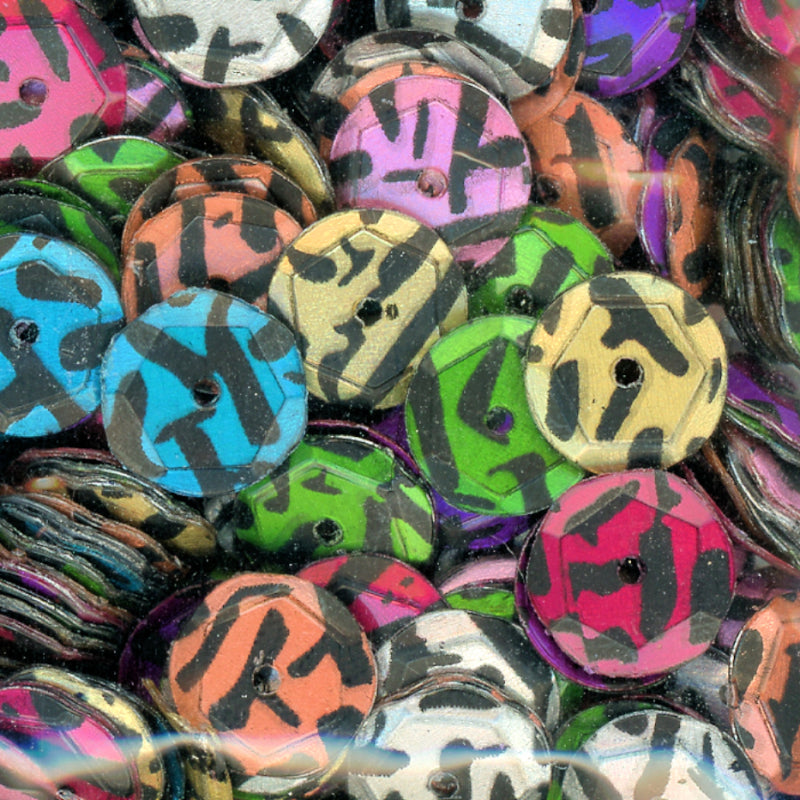 8mm slightly cupped hologram animal print mix