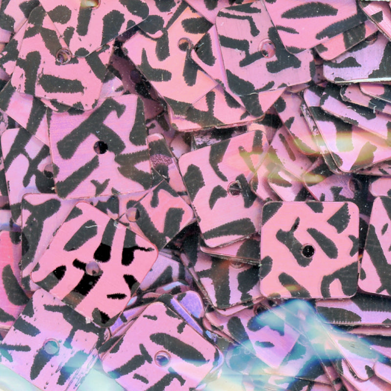7mm square pink hologram animal print