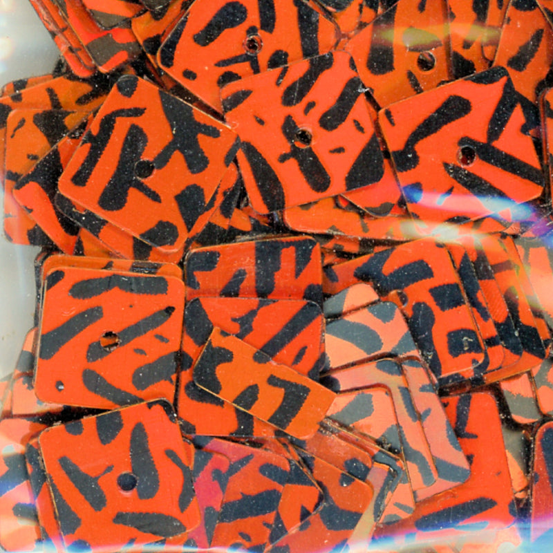 7mm square orange hologram animal print
