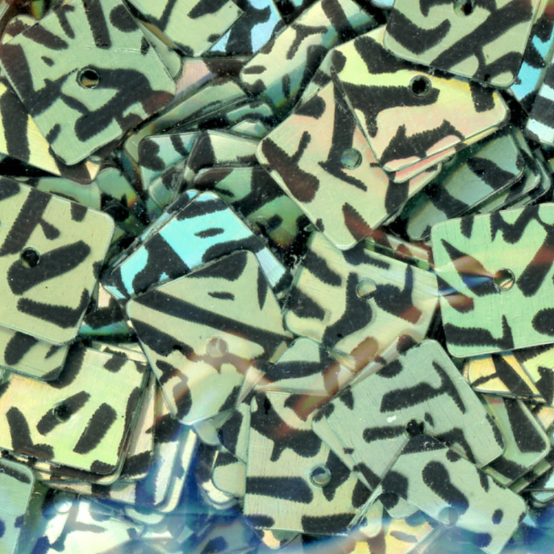 7mm square lt green hologram animal print