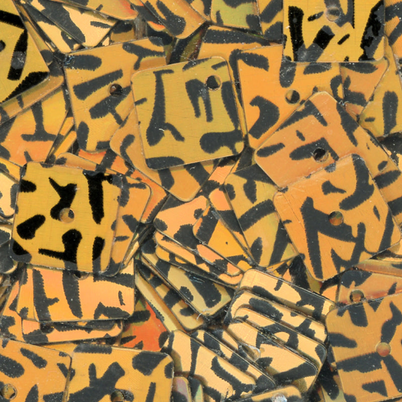 7mm square aztec gold hologram animal print