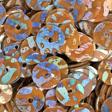 6mm Flat Opaque Animal Print Silver over Coral
