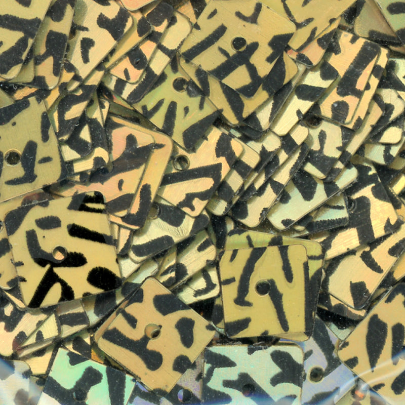 6mm square hologram animal print gold