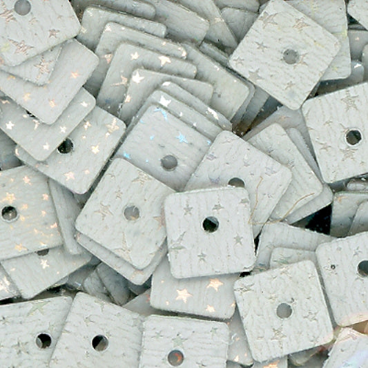 6mm square Cosmic White over Silver Stars