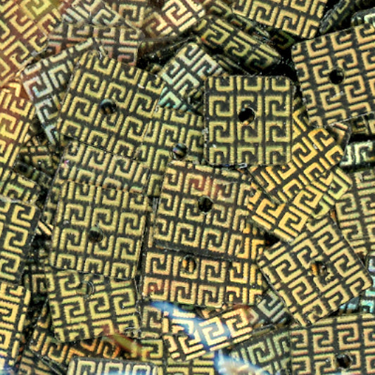 6mm square hologram Greek Key print gold
