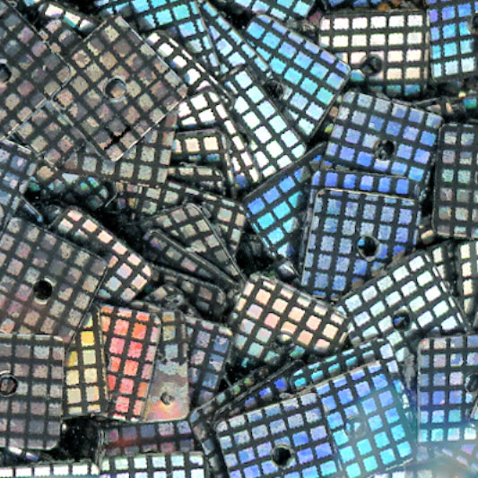 6mm square hologram Waffle print silver