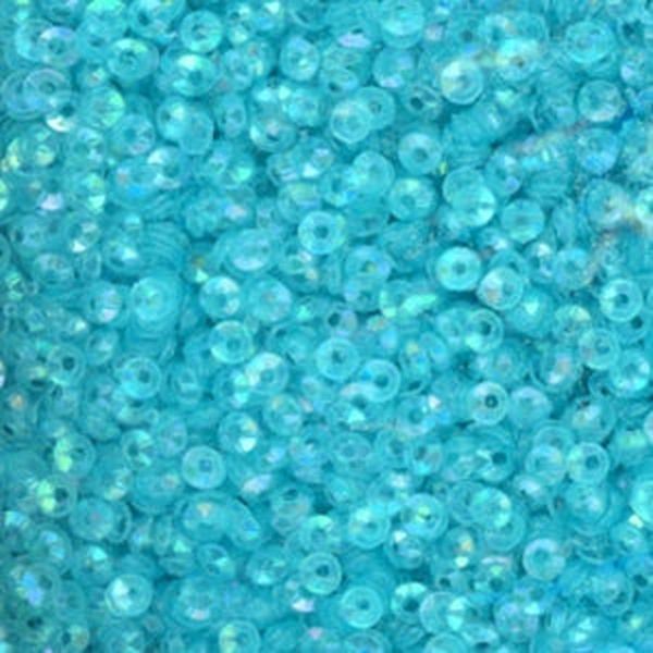 3mm Fully Cupped Iridescent Lt Ocean Blue Green 50 Grams