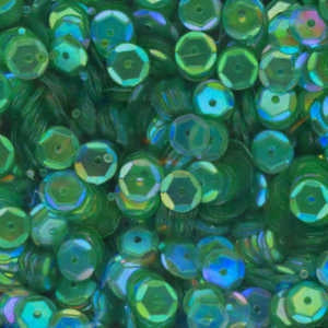 6mm Slightly Cupped Iridescent Dk Leaf Green
