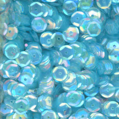 6mm Slightly Cupped Iridescent Lt Ocean Blue Green