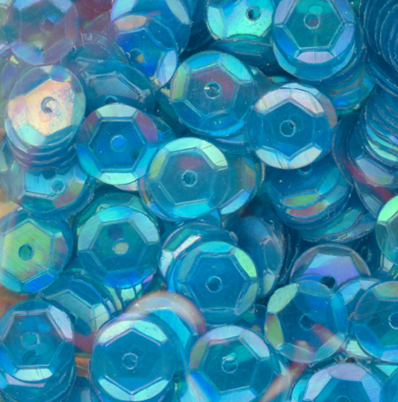 6mm Slightly Cupped Iridescent Med Ocean Blue Green