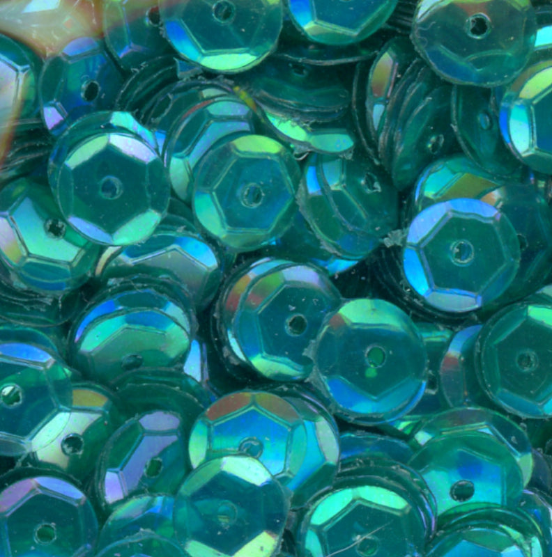 6mm Slightly Cupped Iridescent Dark Aqua