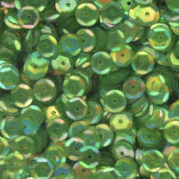 6mm Slightly Cupped Iridescent Dk Chartreuse 100 Grams