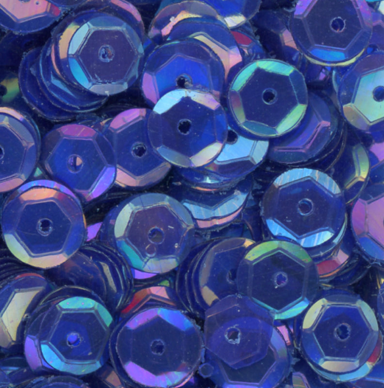 6mm Slightly Cupped Iridescent Peacock Blue 100 Grams