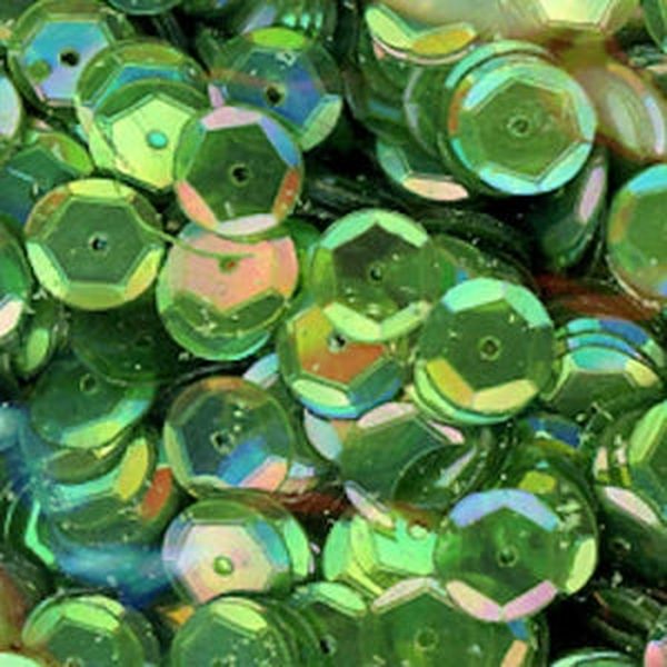 8mm Slightly Cupped Iridescent Dk Chartreuse