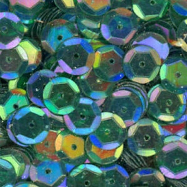8mm Slightly Cupped Iridescent Emerald Green 50 Grams - Cartwright's Sequins