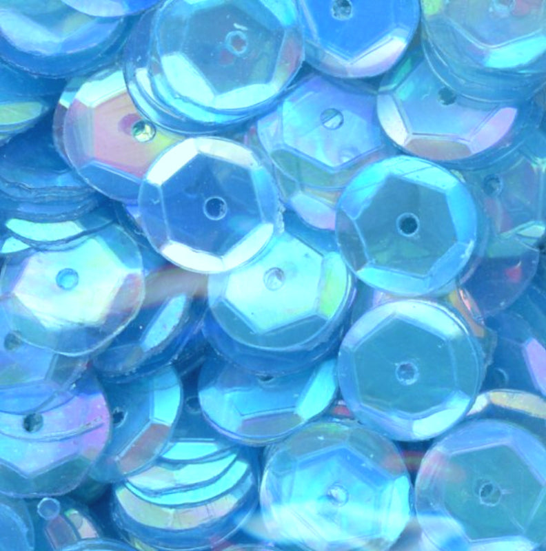 8mm Slightly Cupped Iridescent Light Duck Wing Blue