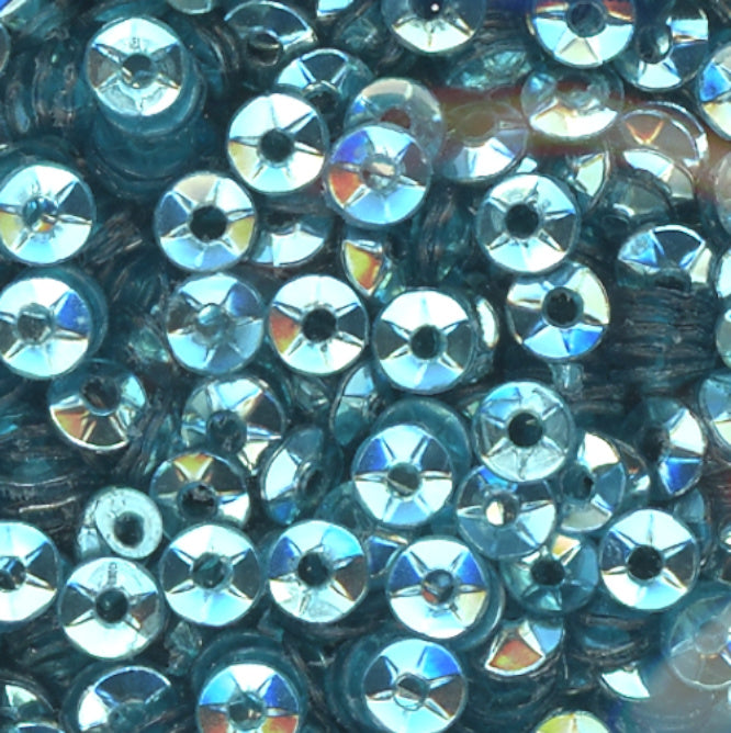 3mm Fully Cupped Metallic Aqua (Light Turquoise)