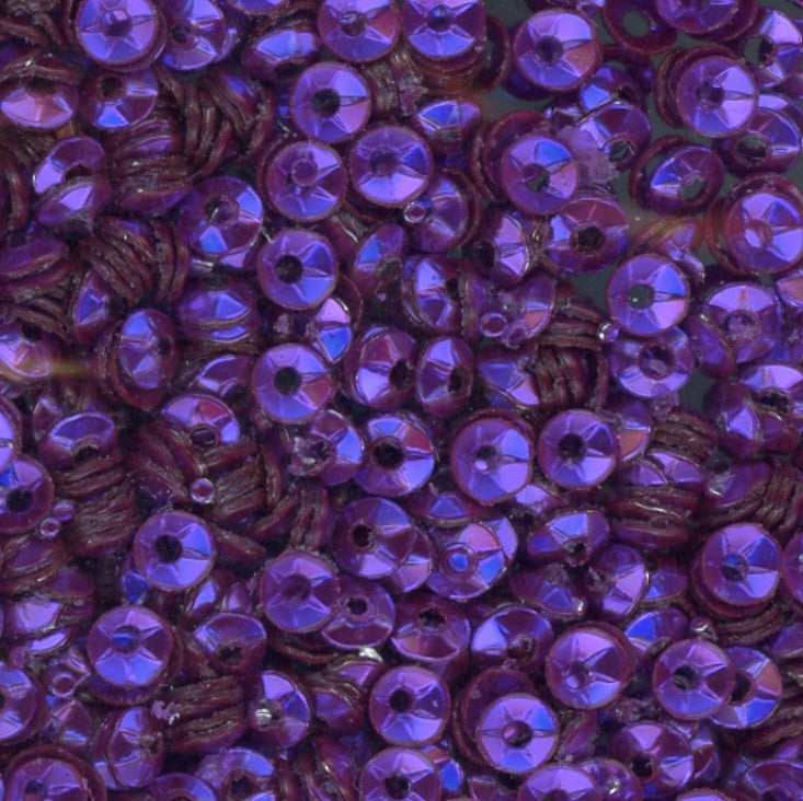 3mm Fully Cupped Metallic Grape 100 Grams