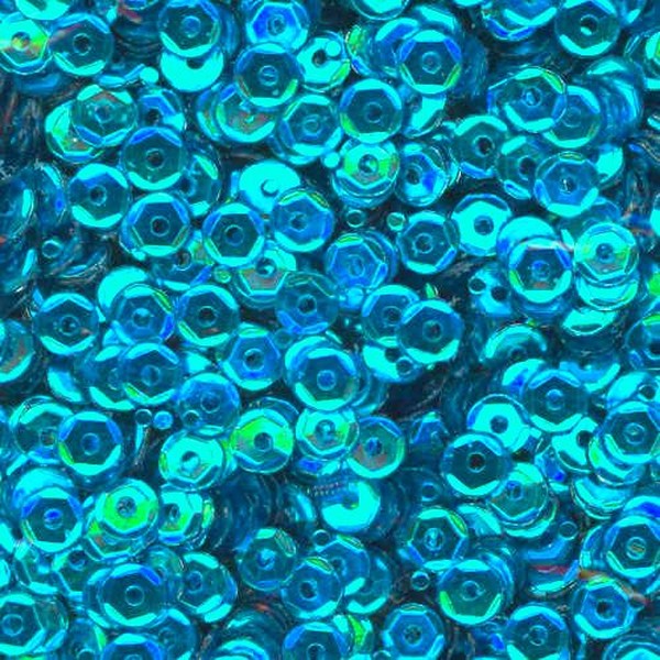 4mm Slightly Cupped Metallic Turquoise