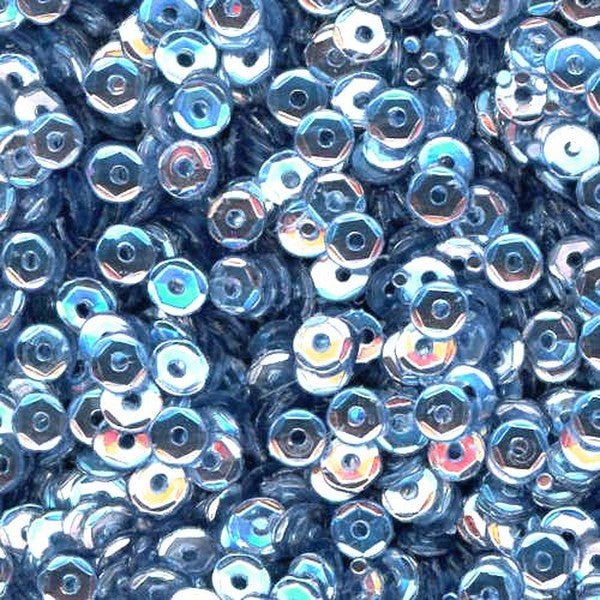 4mm Slightly Cupped Metallic Cool Water Blue