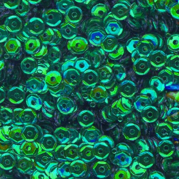 4mm Slightly Cupped Metallic Green 100 Grams