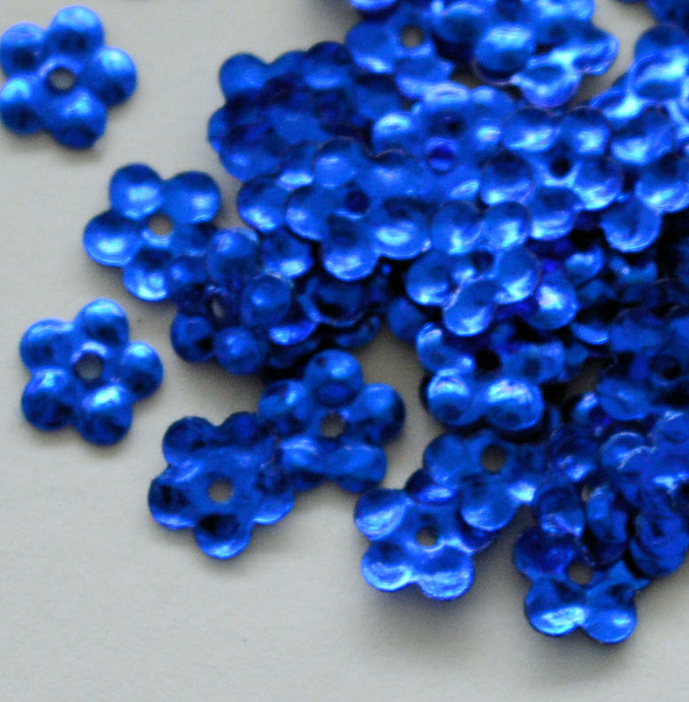 5mm Metallic Flower Cobalt Blue