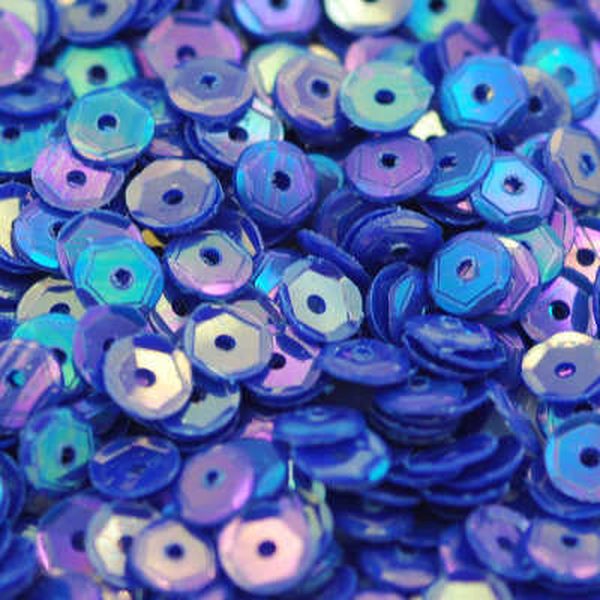 5mm Slightly Cupped Opaque Iridescent Peacock Blue 100 Grams